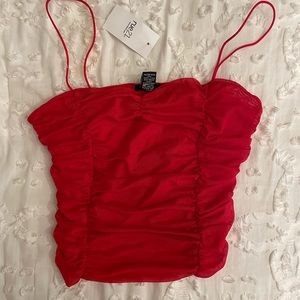 Rue21 - Red Ruched Cropped Tank